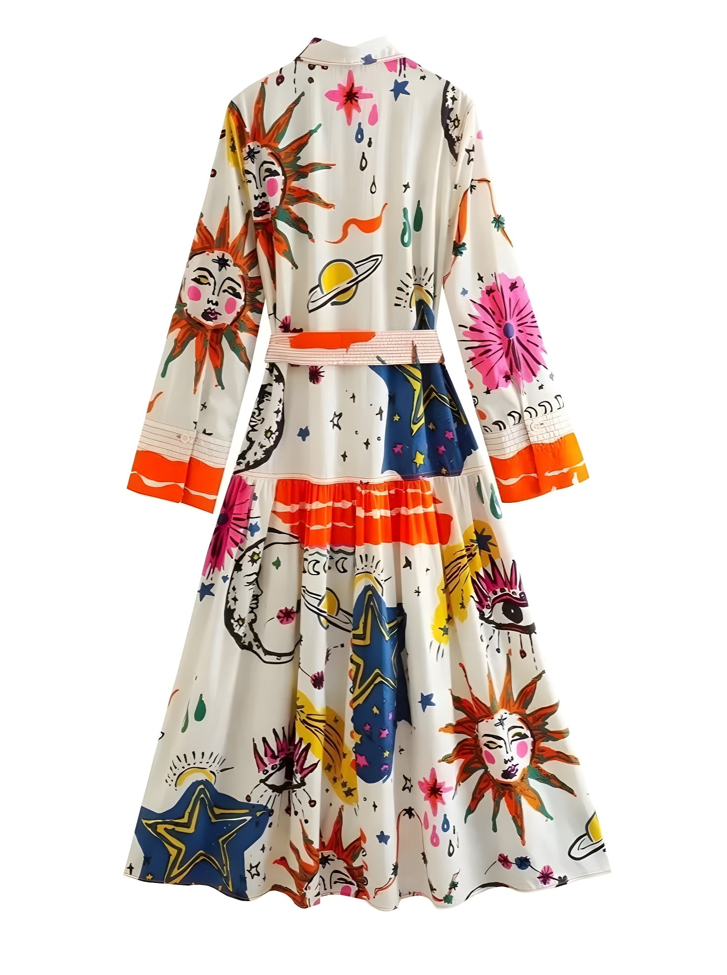 Summer Elegant Graphic Printed A-Line Midi Dress