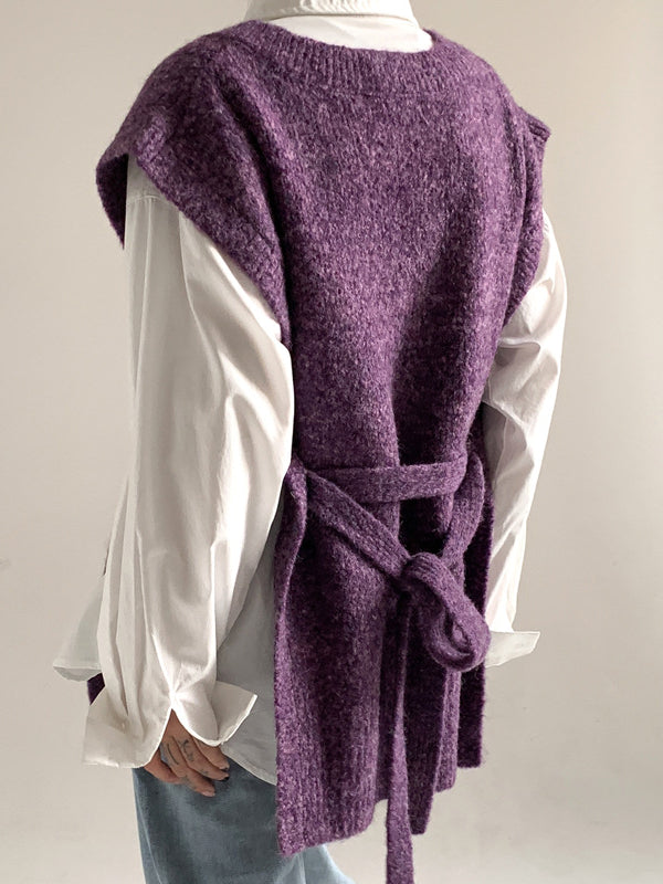 Purple Belted Wool Vest