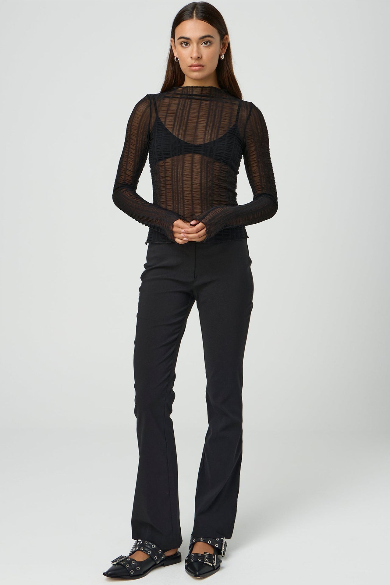 Women's Sheer Long Sleeve Mesh Shirt