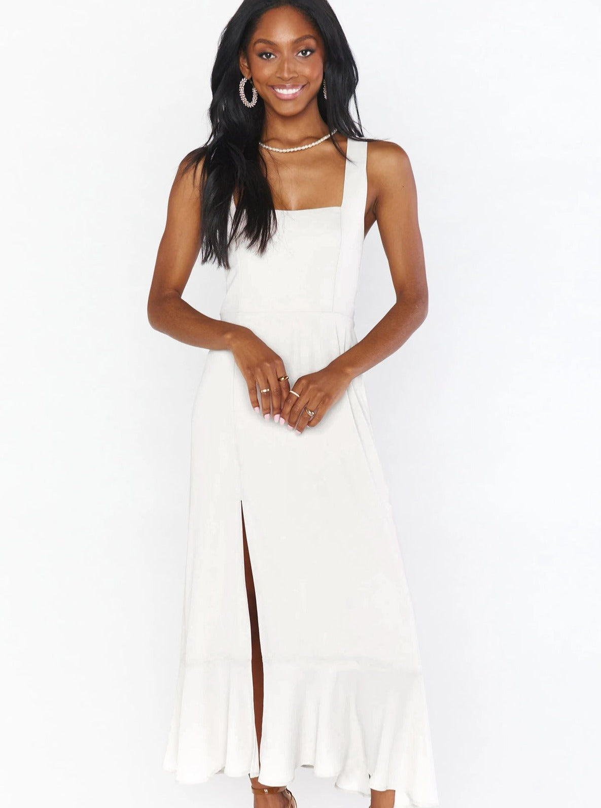 Sommerkleider Midi Schleife Elegant Leinen Maxi mit Schlitz