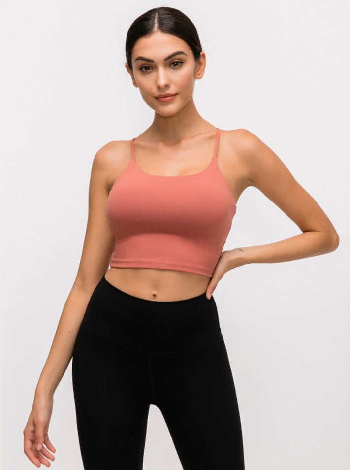 Peach Sleeveless Sport Yoga Crop Top