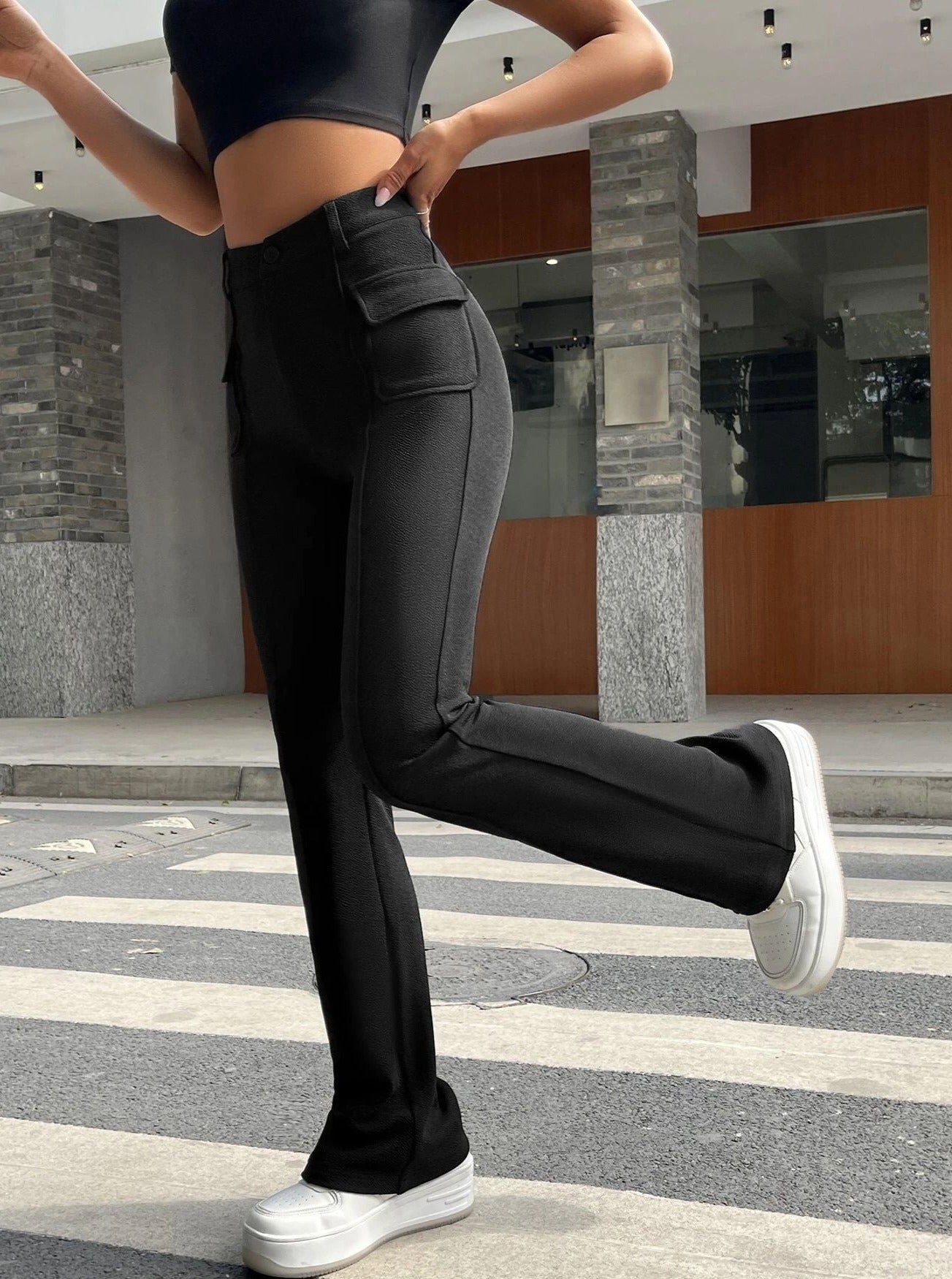 High Waist Elastic Flare Pants