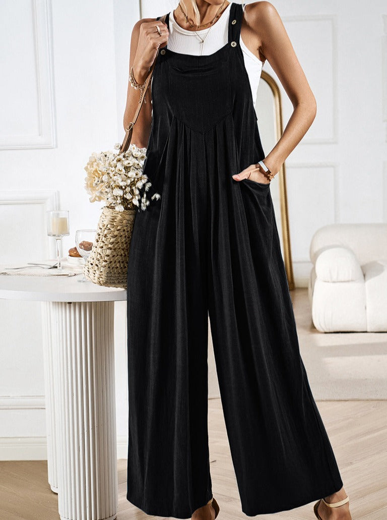 Sleeveless Loose Overalls Wide Leg Jumpsuit