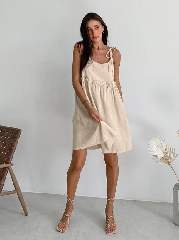 Sexy Suspender Salt Lined Pullover Loose Dress