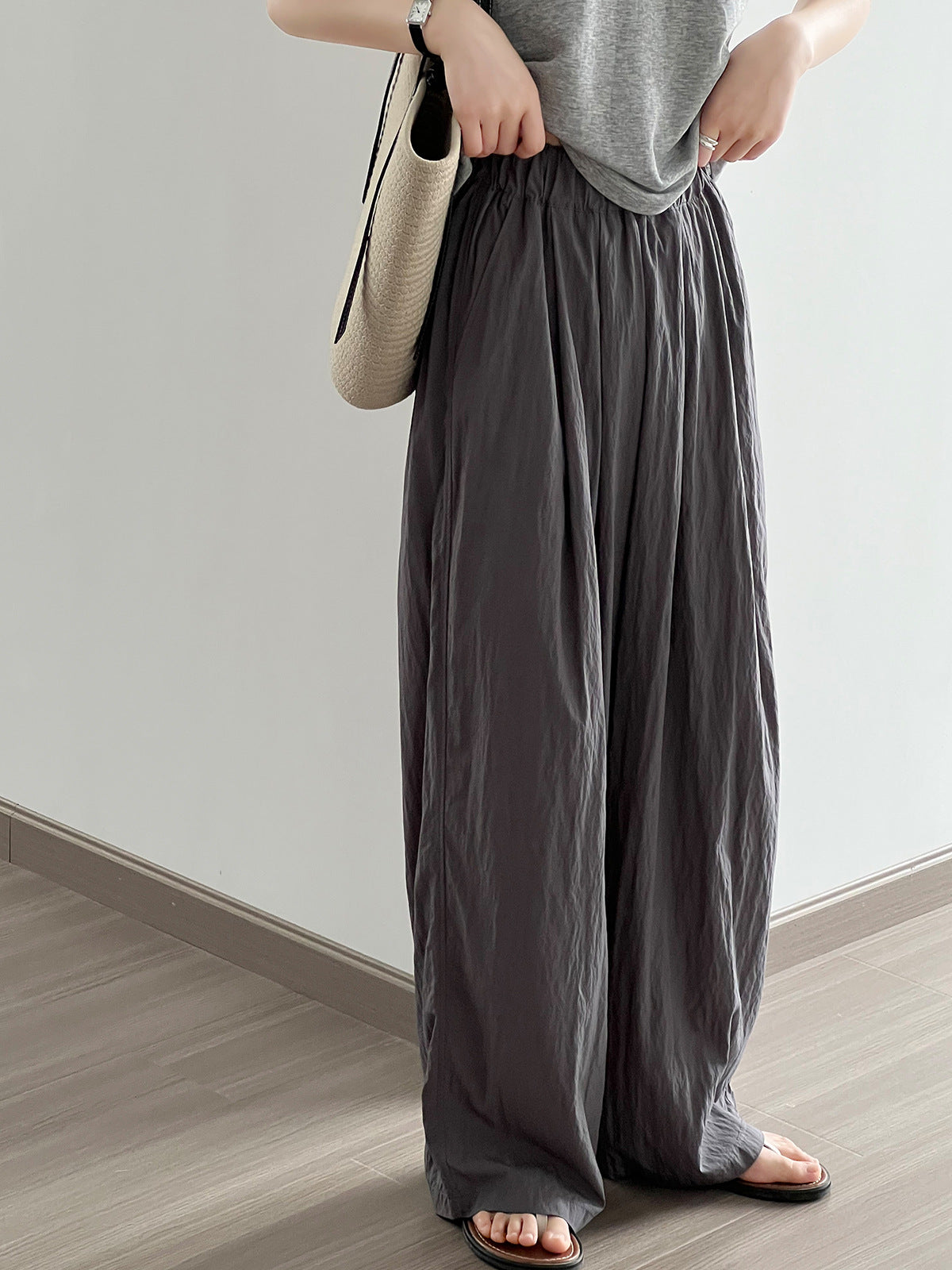 Gray Lazy Loose Wide Leg Pants