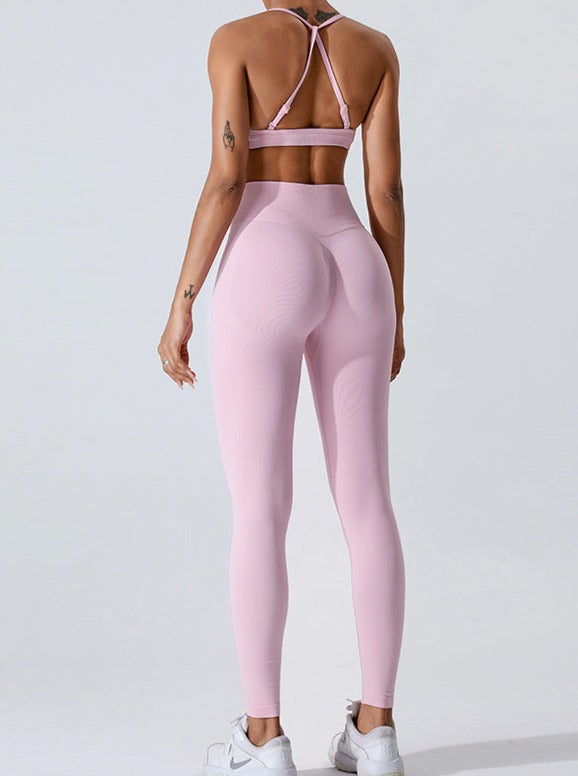 Solid Color High-Waisted Belly Lifting Sports Pants