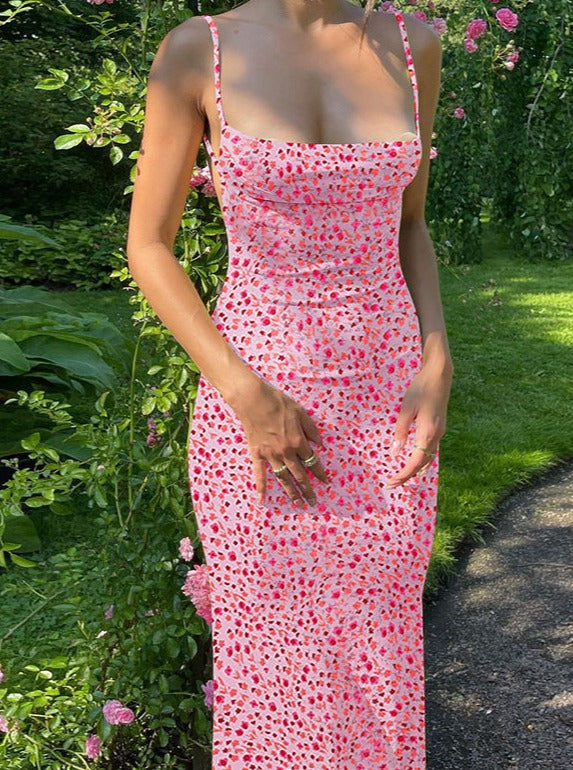 Spaghetti Strap Scoop Neck Floral Maxi Dress