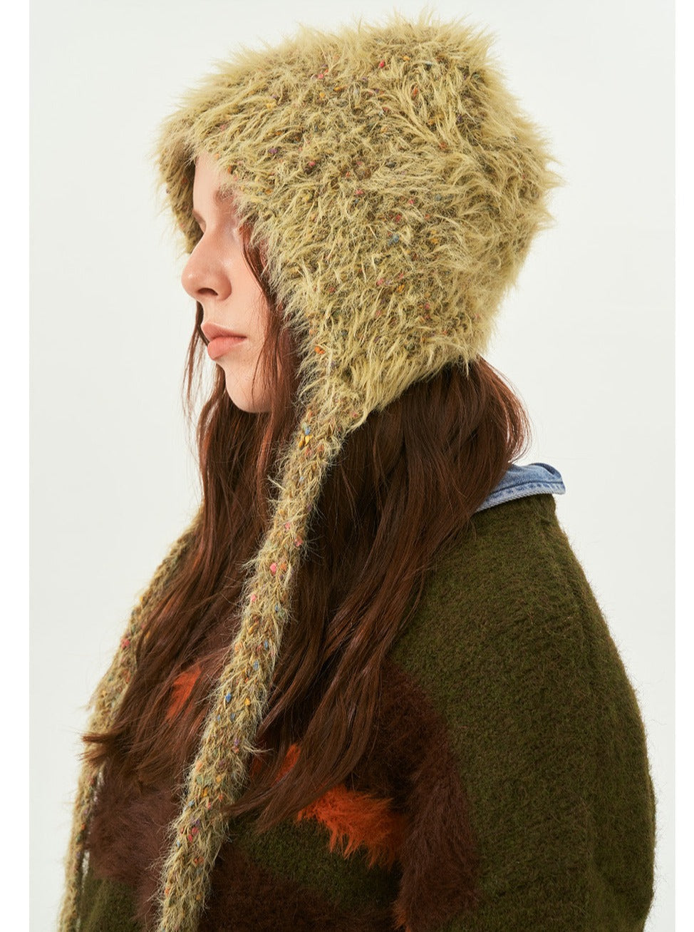 Green Warm Bear Winter Beanie Hat for Women