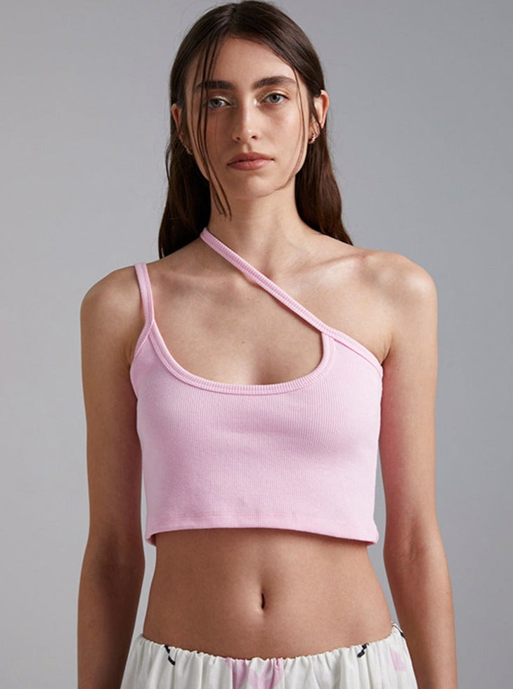 Asymmetrisches One-Shoulder-Crop-Top 