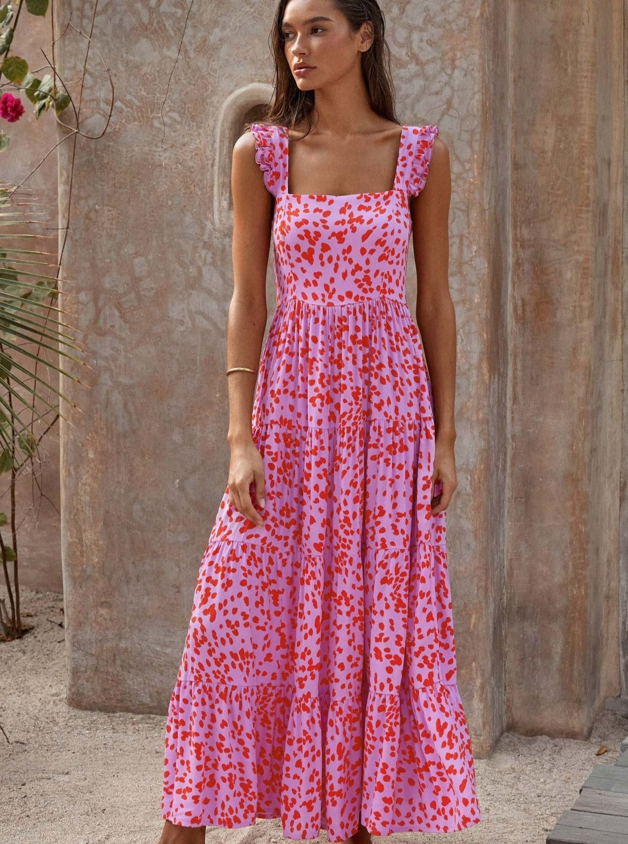 Bohemian Halter Flowy Midi Dress