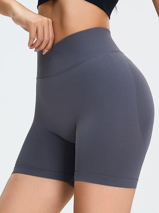 Nahtlose High-Waist-Sportshorts mit Po-Lifting in Anthrazit 