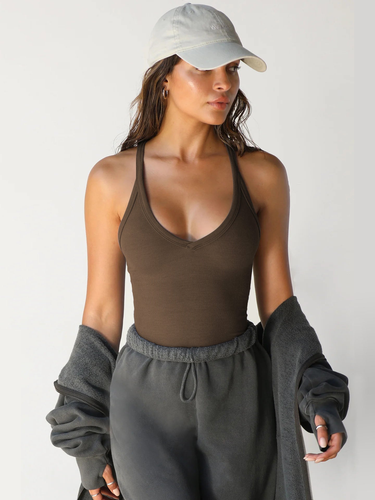 Sexy Casual Halter V-Neck Plain Sleeveless Top