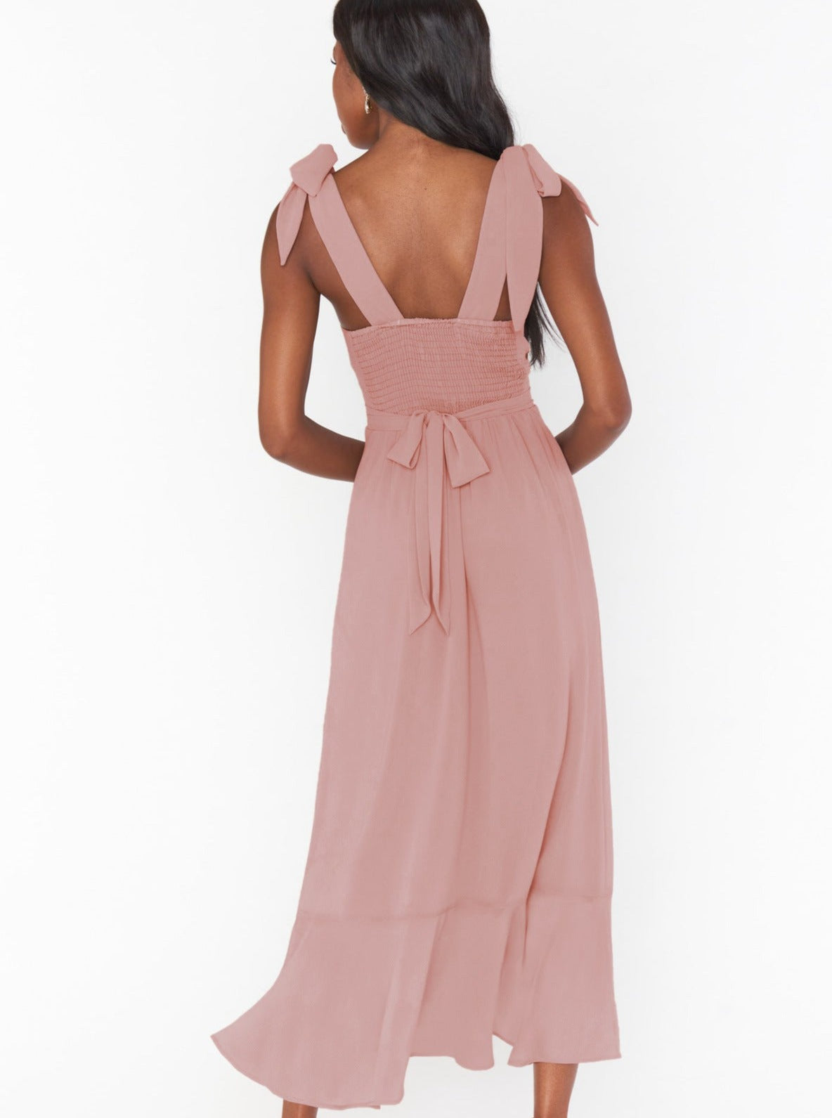 Elegant Solid Color Square Neck Midi Dress