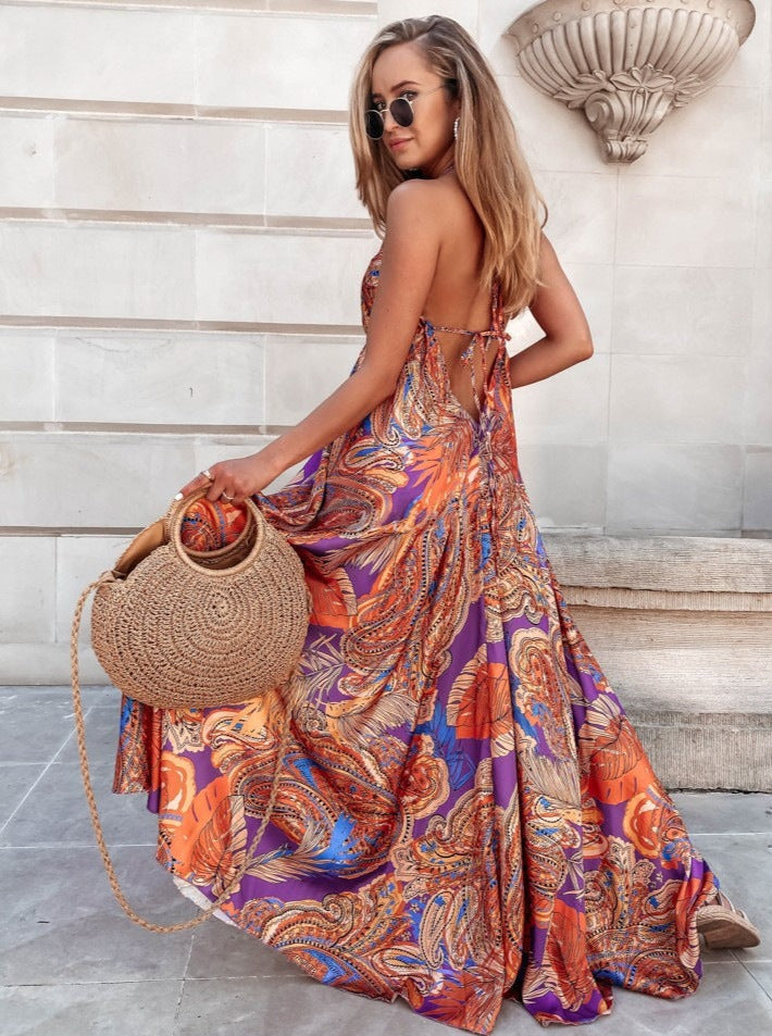 Retro Bohemian Printed Sleeveless Sundress