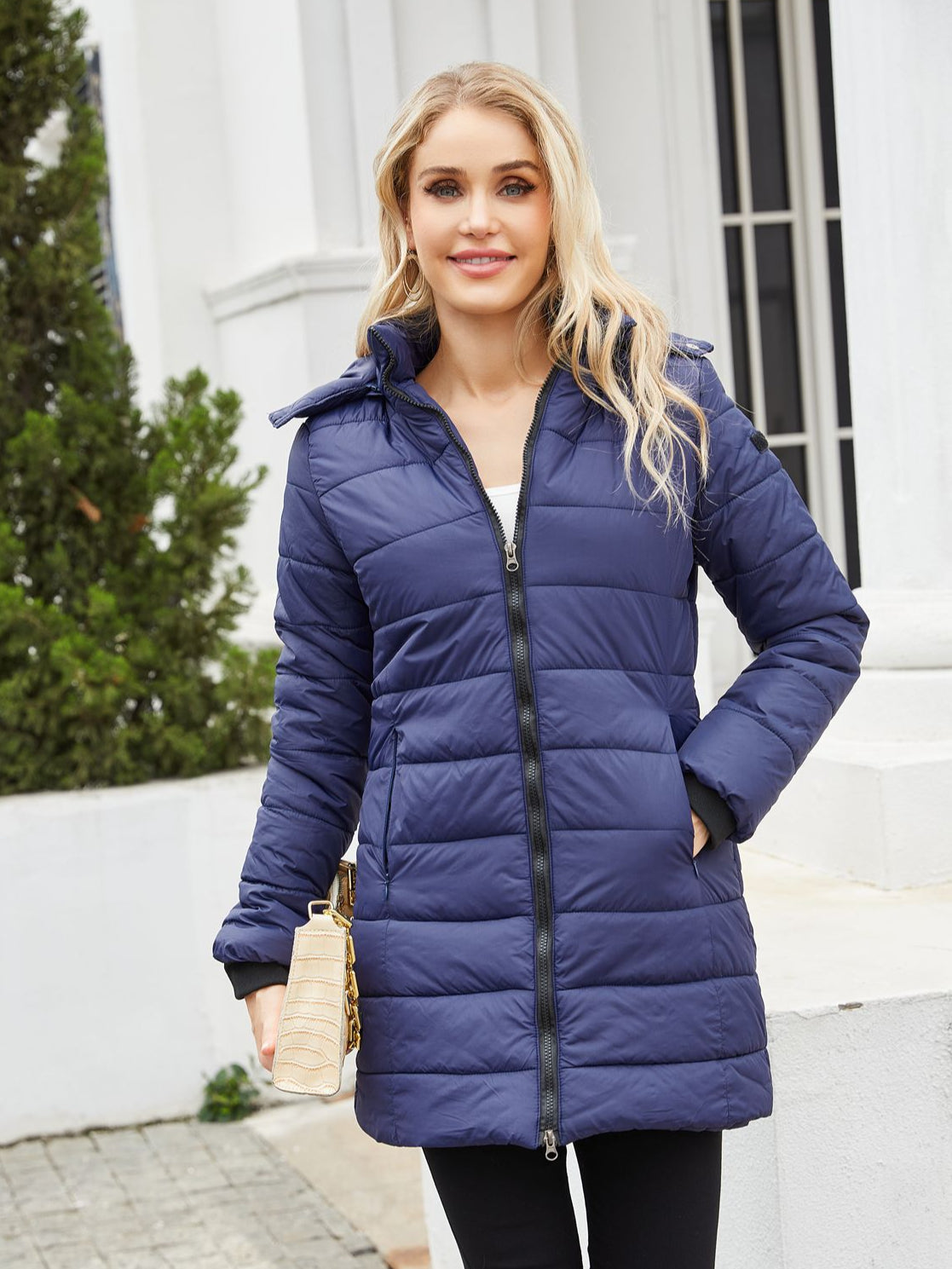 Steppjacke Damen Lang Warm Gefüttert – Leichte Winterjacke Mit Kapuze